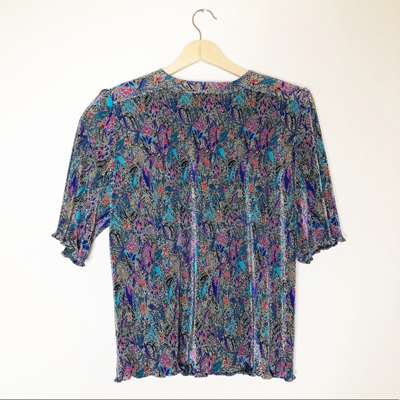 Vintage Bright Floral Paisley Button Front Blouse - Picture 8 of 10